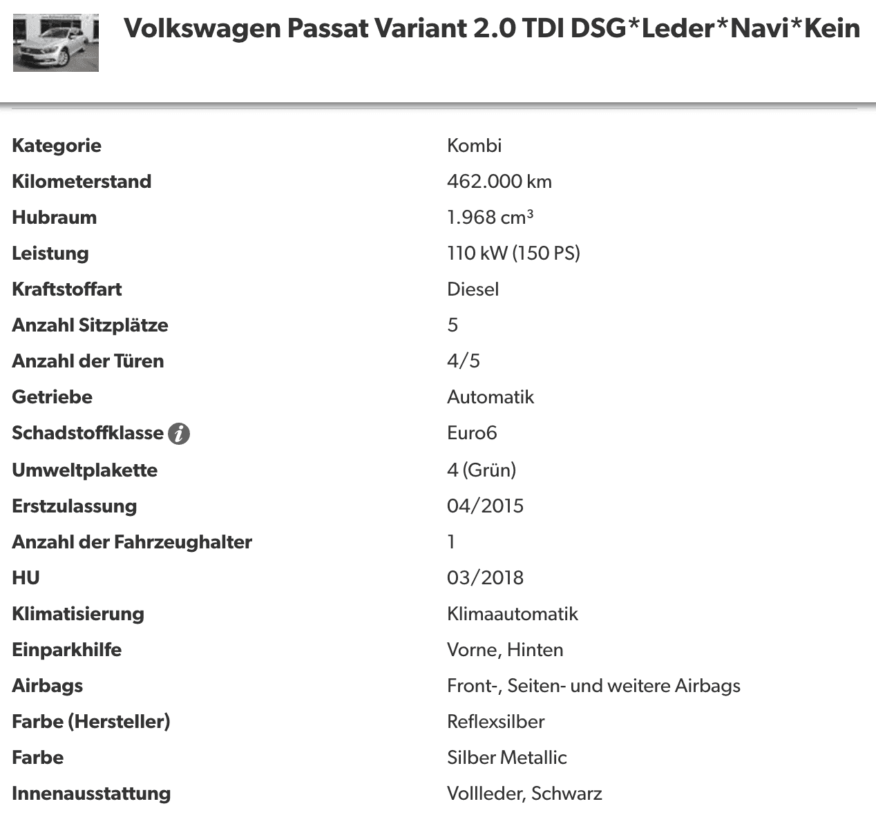  Volkswagen Passat 2,0 TDi 170 Highline DSG 2015 descriere